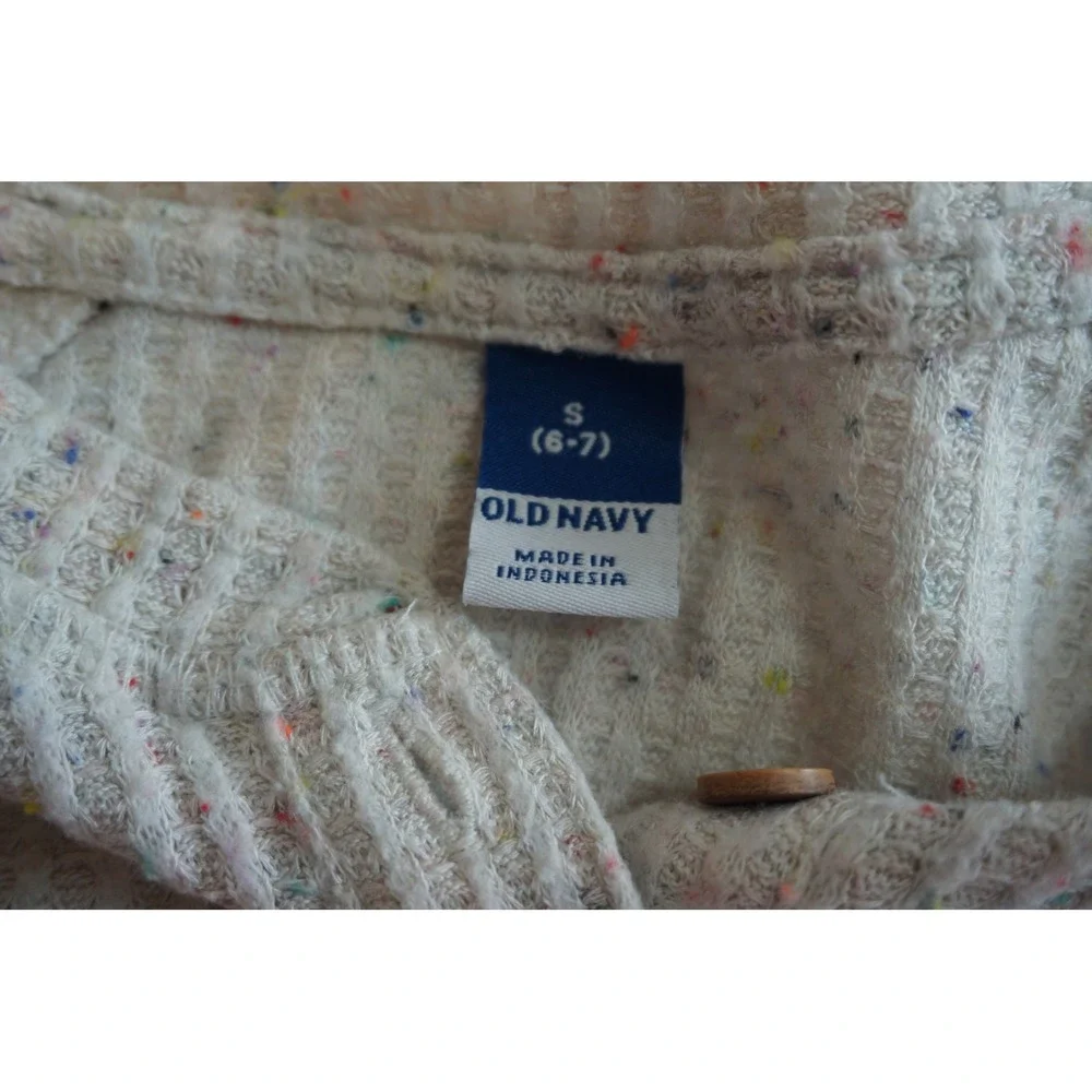 Old Navy Kids Cream Rainbow Confetti Waffle Knit Henley Top S 6-7